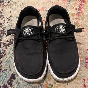 Women’s Size 6 HEY DUDES - Black Wendy Slub Canvas